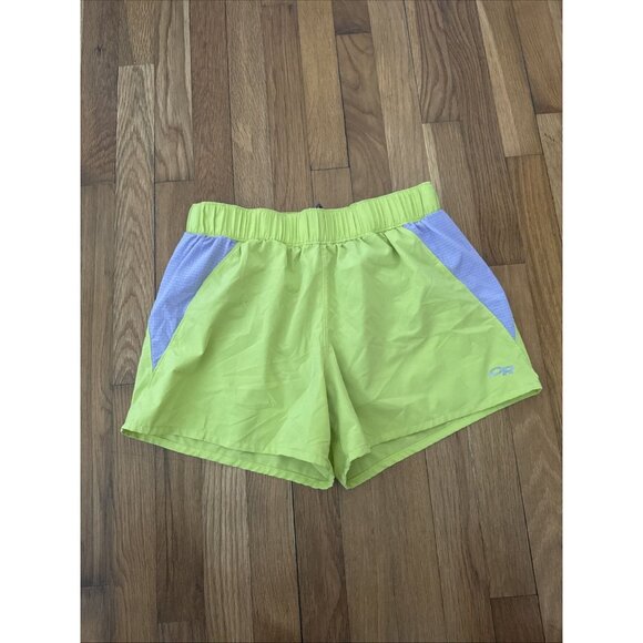 Outdoor Research Bright Yellow Green and Purple Running Shorts Women's Size L - Picture 2 of 5